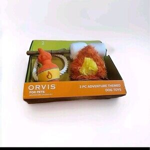 Orvis Dog Toy NWT 3 Piece Camping Lantern Marshmallow & Campfire Dog Squeak